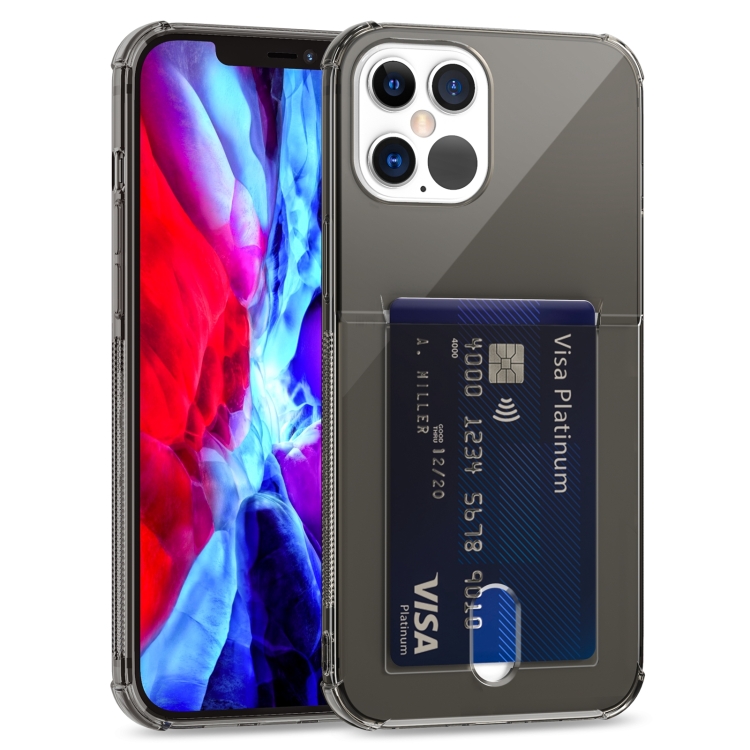 

TPU Transparent Protective Case with Card Slots For iPhone 12(Black)