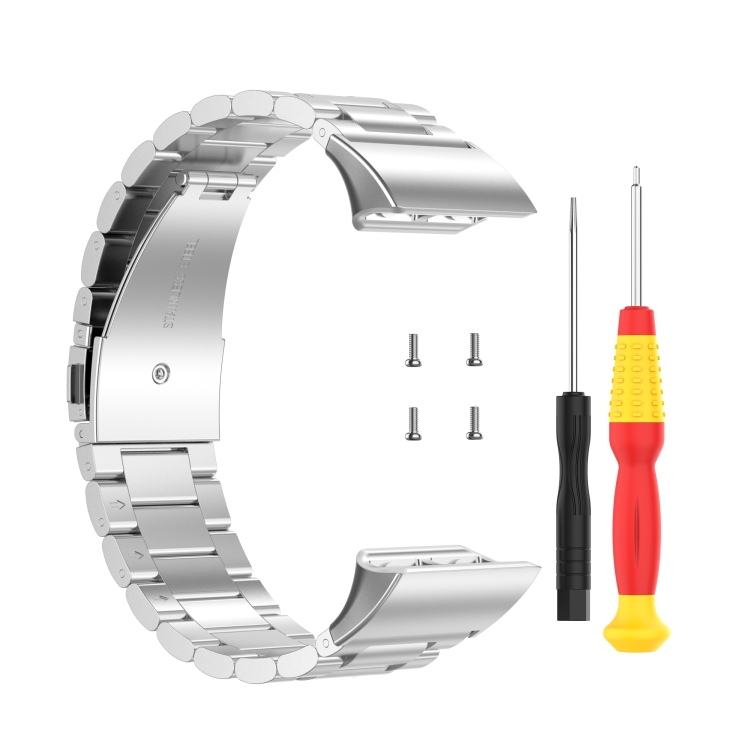 

For Garmin Forerunner 35 / 30 Universal Three Beads Stainless Steel Watch Band(Silver)
