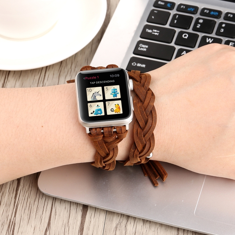 Hand-woven Leather Watch Band For Apple 
