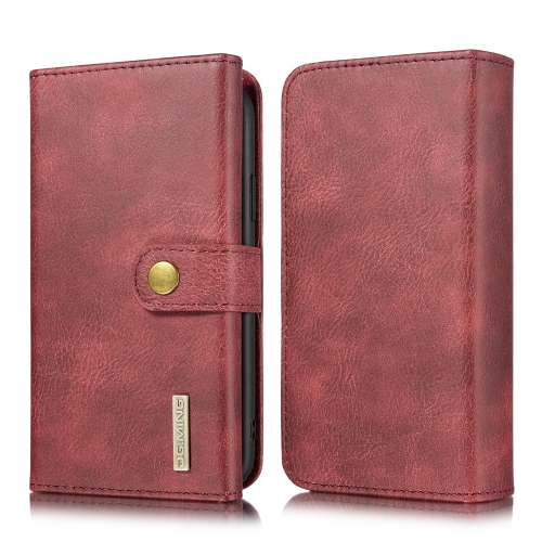 

For iPhone 11 DG.MING Triple Fold Crazy Horse Texture Magnetic Horizontal Flip Leather Case with Holder & Card Slots & Wallet(Red)