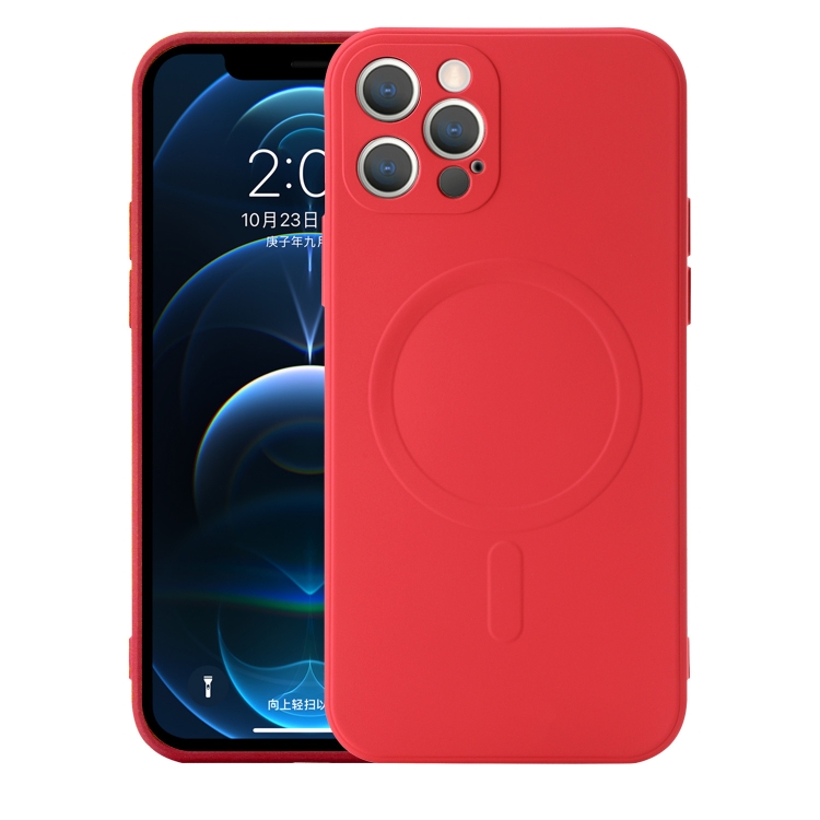 

For iPhone 12 Pro Liquid Silicone Full Coverage Shockproof Magsafe Case(Red)