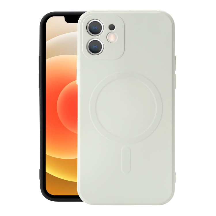 

For iPhone 12 Pro Liquid Silicone Full Coverage Shockproof Magsafe Case(White)