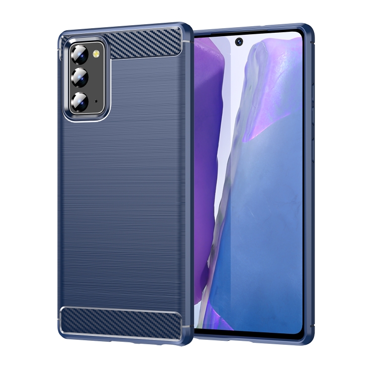 

For Samsung Galaxy Note20 Brushed Texture Carbon Fiber TPU Case(Navy Blue)
