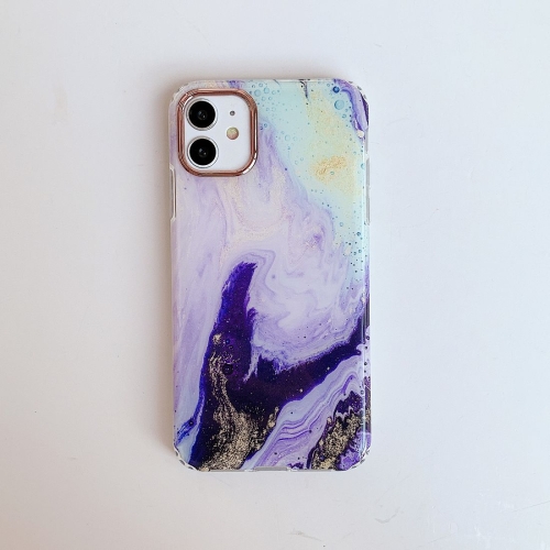 Marble Pattern Dual Side Laminating Tpu Protective Case For Iphone 11 Pro Flowing Gold Light Purple