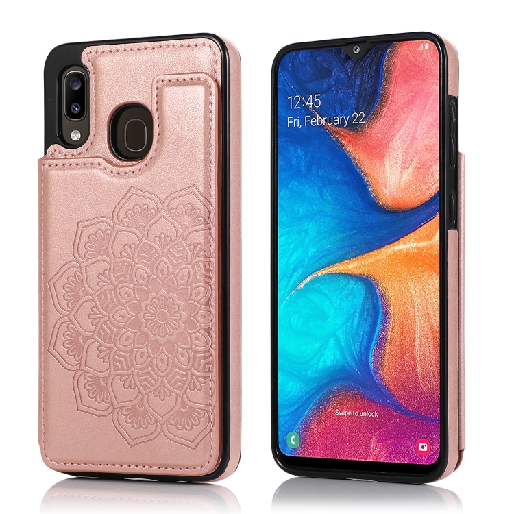 For Samsung Galaxy A20 A30 Double Buckle Mandala Pattern PU+TPU
