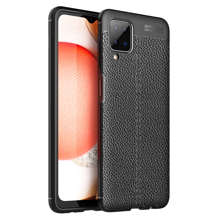 

For Samsung Galaxy A12 Litchi Texture TPU Shockproof Case(Black)