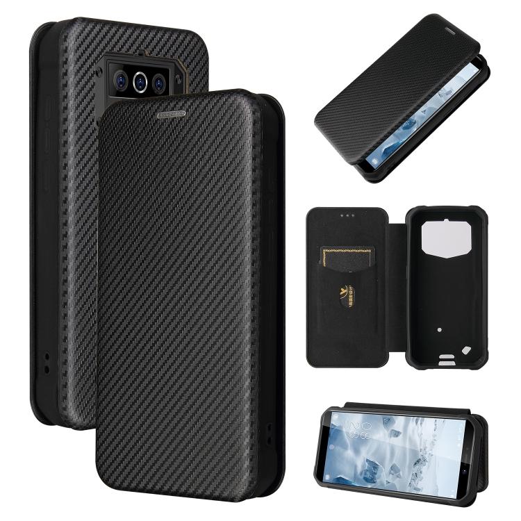 

For Oukitel WP5 / WP5 Pro Carbon Fiber Texture Horizontal Flip TPU + PC + PU Leather Case with Card Slot(Black)