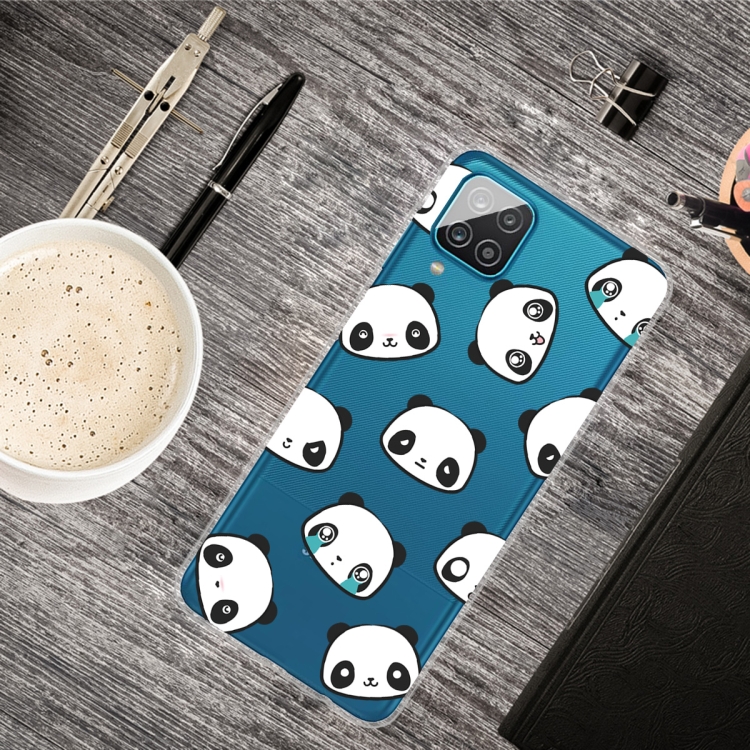 

For Samsung Galaxy A12 Shockproof Painted Transparent TPU Protective Case(Emoji Bear)