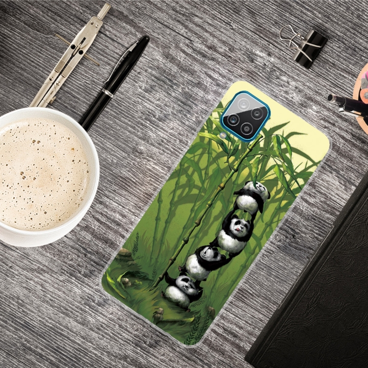 

For Samsung Galaxy A12 Shockproof Painted Transparent TPU Protective Case(Four Bears)