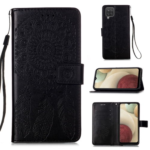 

For Samsung Galaxy A12 Dream Catcher Printing Horizontal Flip Leather Case with Holder & Card Slots & Wallet & Lanyard(Black)