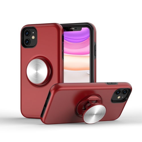 

TPU+PC 2 in 1 Shockproof Case with Magnetic Round Car Holder For iPhone 11(Red)