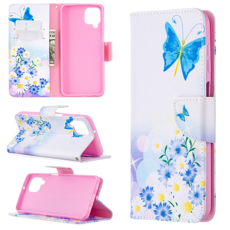 

For Samsung Galaxy A12 Colored Drawing Pattern Horizontal Flip Leather Case with Holder & Card Slots & Wallet(Pansy)