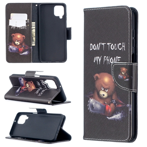 

For Samsung Galaxy A12 Colored Drawing Pattern Horizontal Flip Leather Case with Holder & Card Slots & Wallet(Bear)