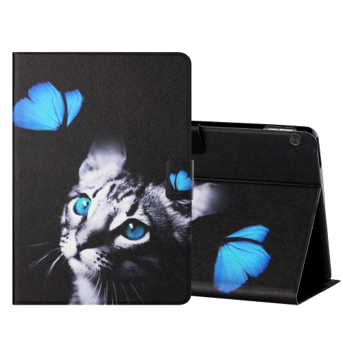

For Lenovo Tab M10 X605F X505 Colored Drawing Horizontal Flip Leather Case with Holder & Card Slots & Sleep / Wake-up Function(Butterfly Cat)