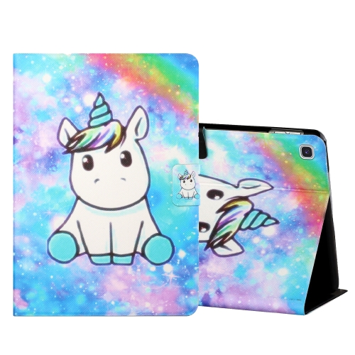 

For Samsung Galaxy Tab A7 (2020) T500/T505 Colored Drawing Horizontal Flip Leather Case with Holder & Card Slots & Sleep / Wake-up Function(Unicorn)