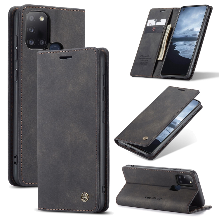 

For Samsung Galaxy A21s CaseMe-013 Multifunctional Retro Frosted Horizontal Flip Leather Case with Card Slot & Holder & Wallet(Black)