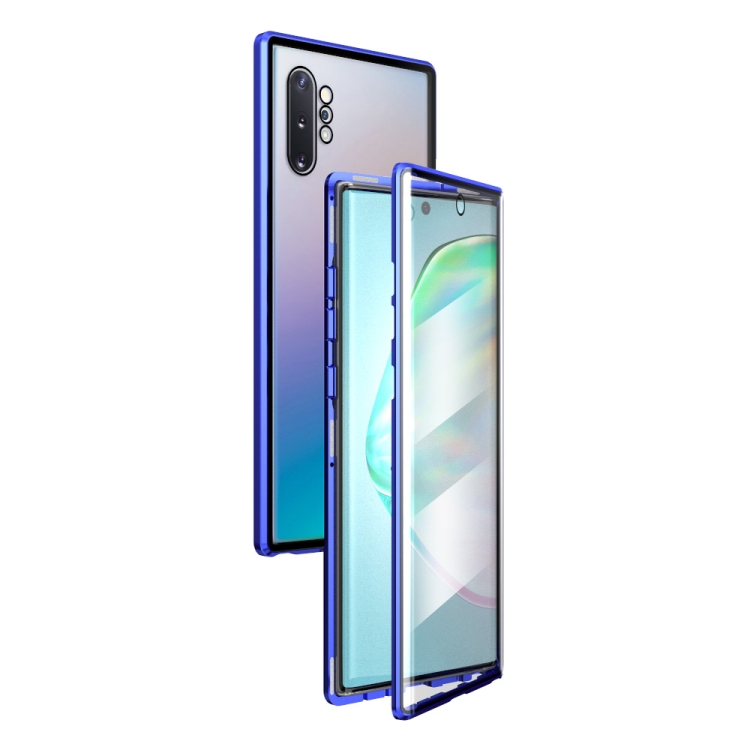 

For Samsung Galaxy Note10+ Magnetic Metal Frame Double-sided Tempered Glass Case(Blue Purple)
