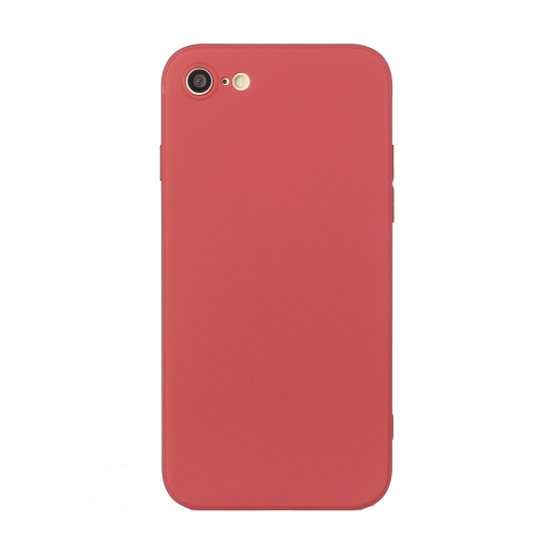 

For iPhone SE 2022 / SE 2020 / 8 / 7 Straight Edge Solid Color TPU Shockproof Case(Hawthorn Red)