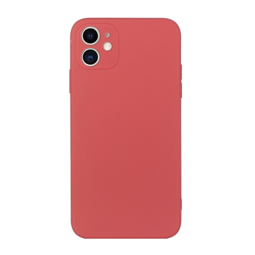 

For iPhone 11 Straight Edge Solid Color TPU Shockproof Case (Hawthorn Red)