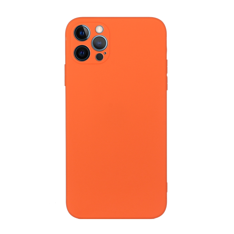 

For iPhone 12 Pro Straight Edge Solid Color TPU Shockproof Case(Orange)