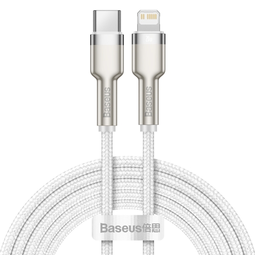

Baseus CATLJK-B02 Cafule Series 20W Type-C / USB-C to 8 Pin PD Metal Charging Data Cable, Length:2m(White)