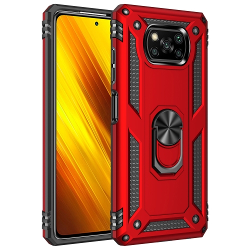 

For Xiaomi Poco X3 NFC Shockproof TPU + PC Protective Case with 360 Degree Rotating Holder(Red)