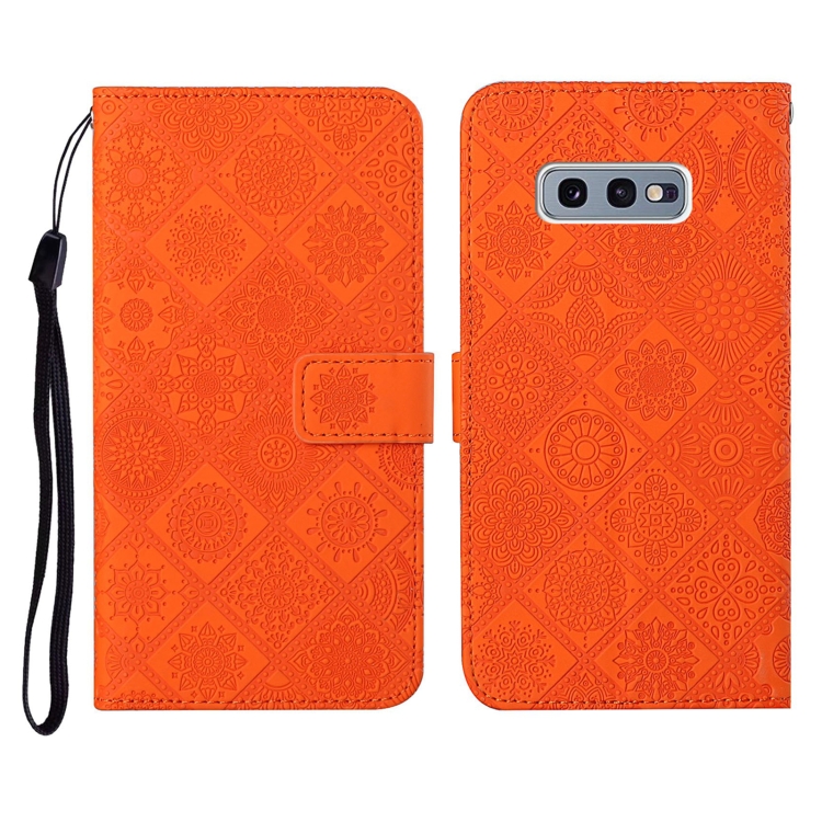 For Samsung Galaxy S10e Ethnic Style Embossed Pattern Horizontal