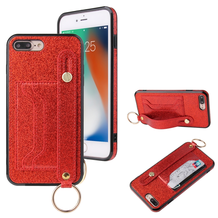 Glitter Powder PU+TPU Shockproof Protective Case with Holder