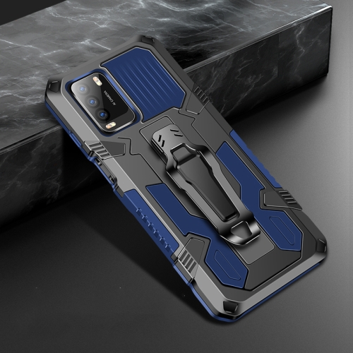 

For Xiaomi Poco M3 Machine Armor Warrior Shockproof PC + TPU Protective Case(Royal Blue)