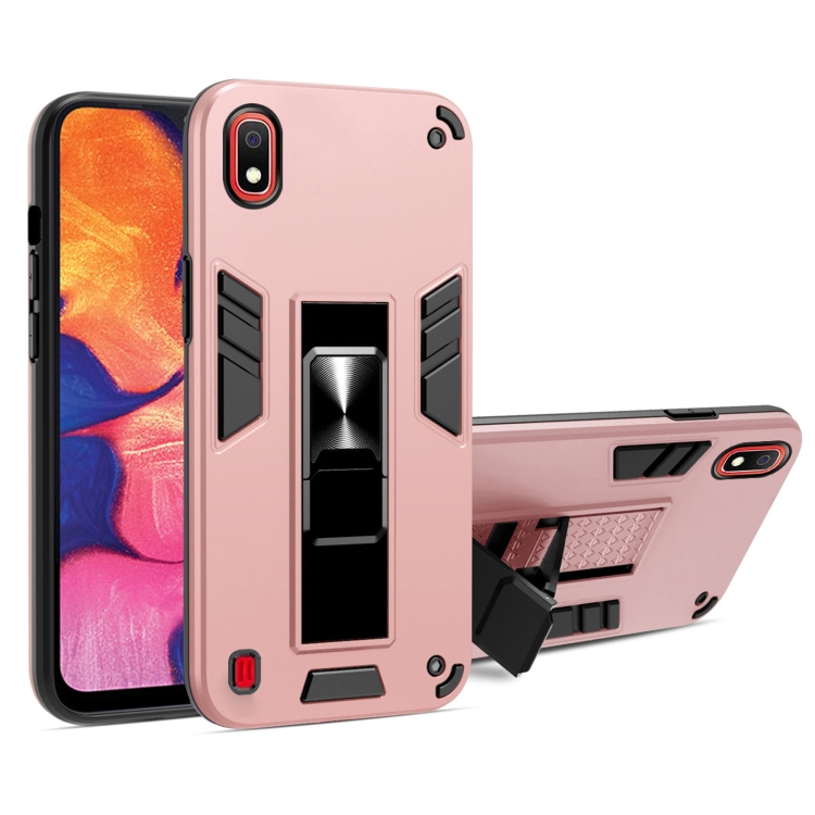 

For Samsung Galaxy A10 2 in 1 PC + TPU Shockproof Protective Case with Invisible Holder(Rose Gold)