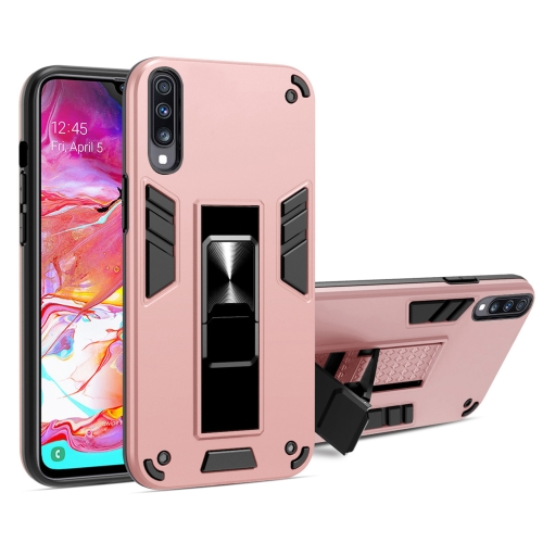 

For Samsung Galaxy A70 2 in 1 PC + TPU Shockproof Protective Case with Invisible Holder(Rose Gold)