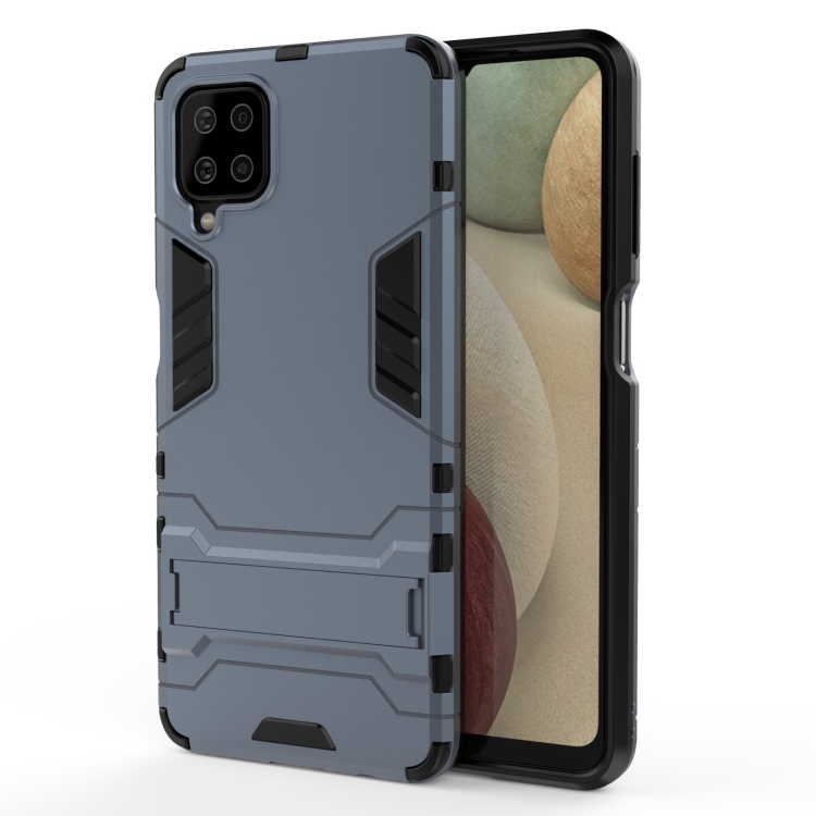 

For Samsung Galaxy A12 5G PC + TPU Shockproof Protective Case with Holder(Navy Blue)