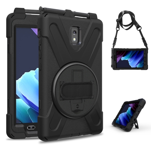 

For Samsung Galaxy Tab active 3 T570 / T575 8.0 Shockproof Colorful Silicone + PC Protective Case with Holder & Shoulder Strap & Hand Strap(Black)