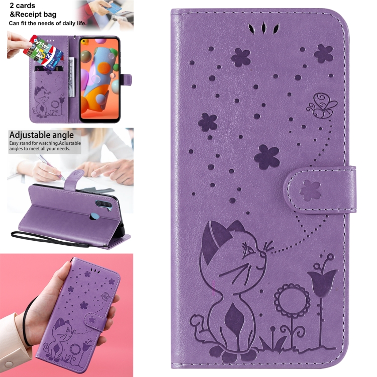 For Samsung Galaxy A11 Cat Bee Embossing Pattern Shockproof