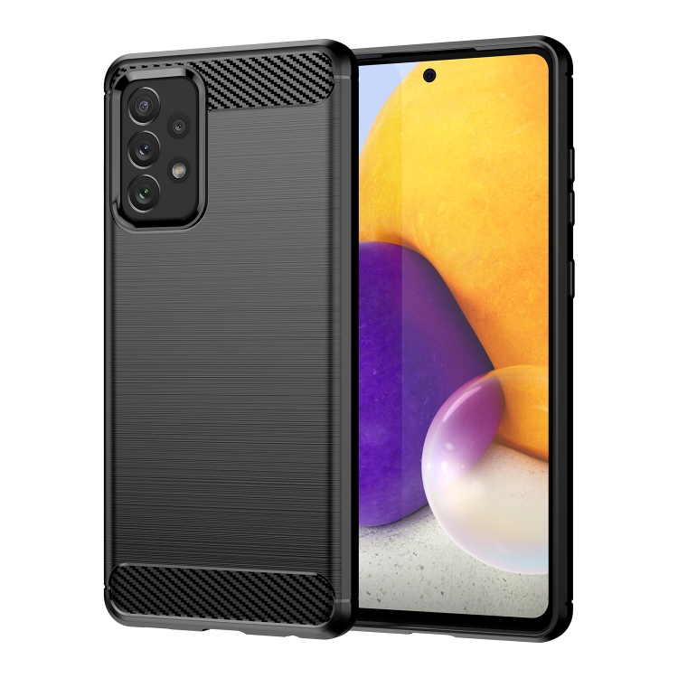 

For Samsung Galaxy A72 5G / 4G Brushed Texture Carbon Fiber TPU Case(Black)