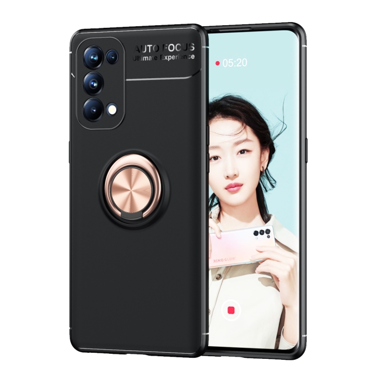 

For OPPO Reno5 5G Metal Ring Holder 360 Degree Rotating TPU Case(Black Gold)