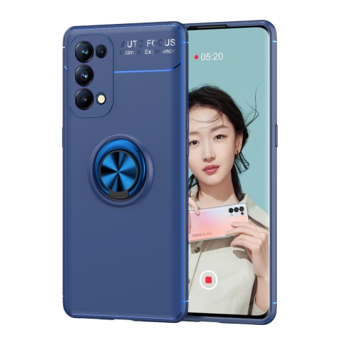 

For OPPO Reno5 5G Metal Ring Holder 360 Degree Rotating TPU Case(Blue)