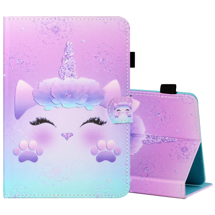 

For 7 inch Tablet PC Universal Sewing Thread Horizontal Painted Flat Leather Case with Pen Cover & Anti Skid Strip & Card Slot & Holder(Horse)