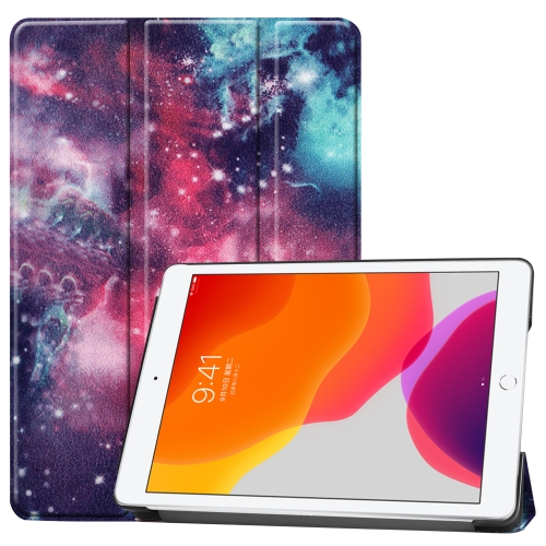 

For iPad 10.2 2021 / 2020 / 2019 Colored Drawing Horizontal Flip Leather Case with Three-folding Holder & Sleep / Wake-up Function(Silver Nebula)