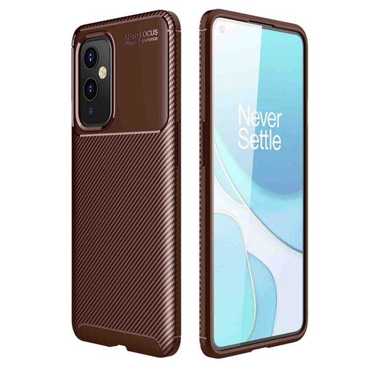 

For OnePlus 9 Carbon Fiber Texture Shockproof TPU Case(Brown)