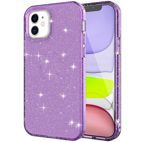 Transparent Glitter Powder Protective Case For Iphone 12 Mini Purple