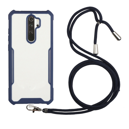 

For Xiaomi Redmi 9 / 9 Prime Acrylic + Color TPU Shockproof Case with Neck Lanyard(Dark Blue)