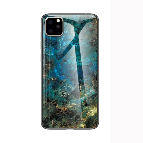 

For iPhone 11 Marble Glass Protective Case(Emerald)