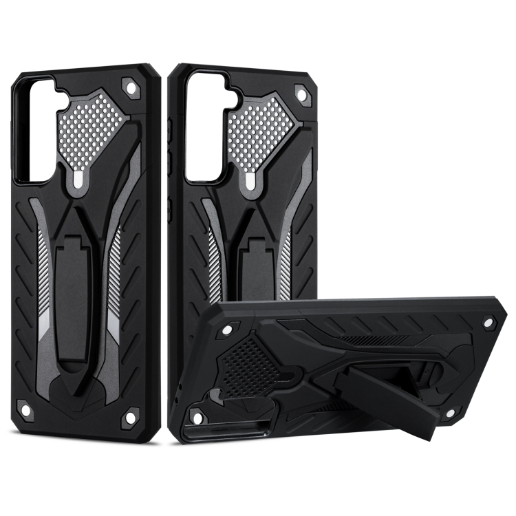 

For Samsung Galaxy S21+ 5G Shockproof TPU + PC Protective Case with Holder(Black)
