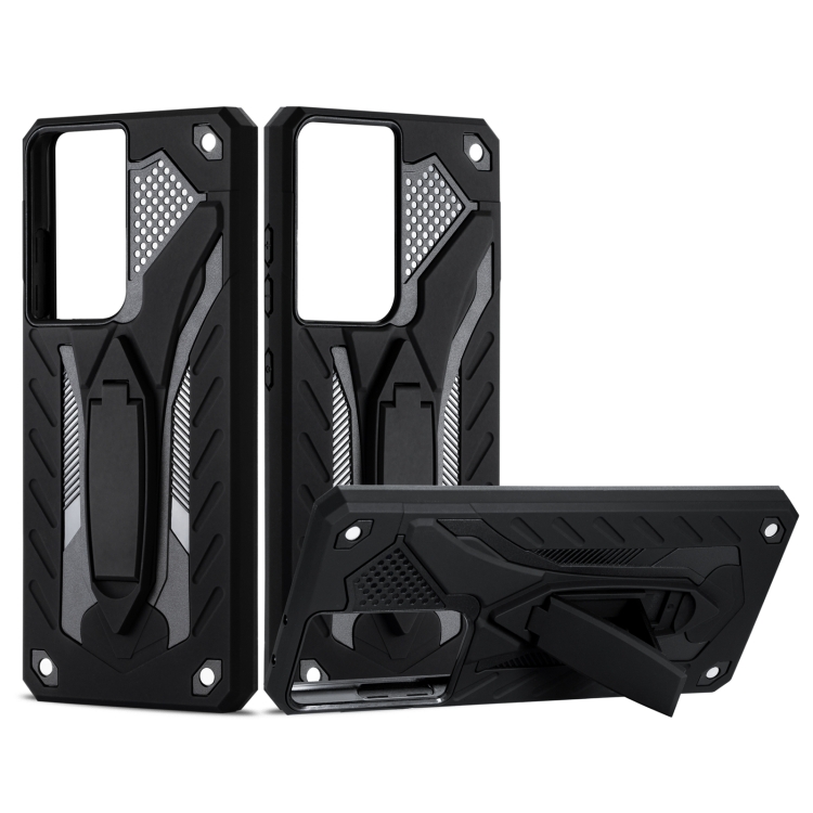

For Samsung Galaxy S21 Ultra 5G Shockproof TPU + PC Protective Case with Holder(Black)