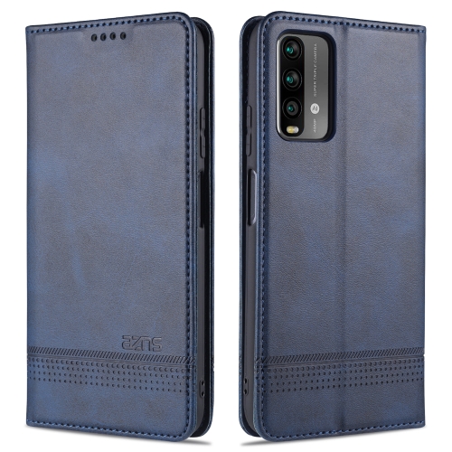 

For Xiaomi Poco M3 AZNS Magnetic Calf Texture Horizontal Flip Leather Case with Card Slots & Holder & Wallet(Dark Blue)