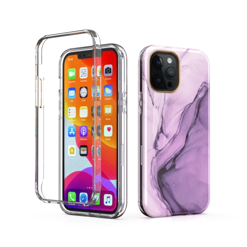 

IMD 2 in 1 Upper Lower Cover Double-sided Film Marble Protective Case For iPhone 11(Purple)