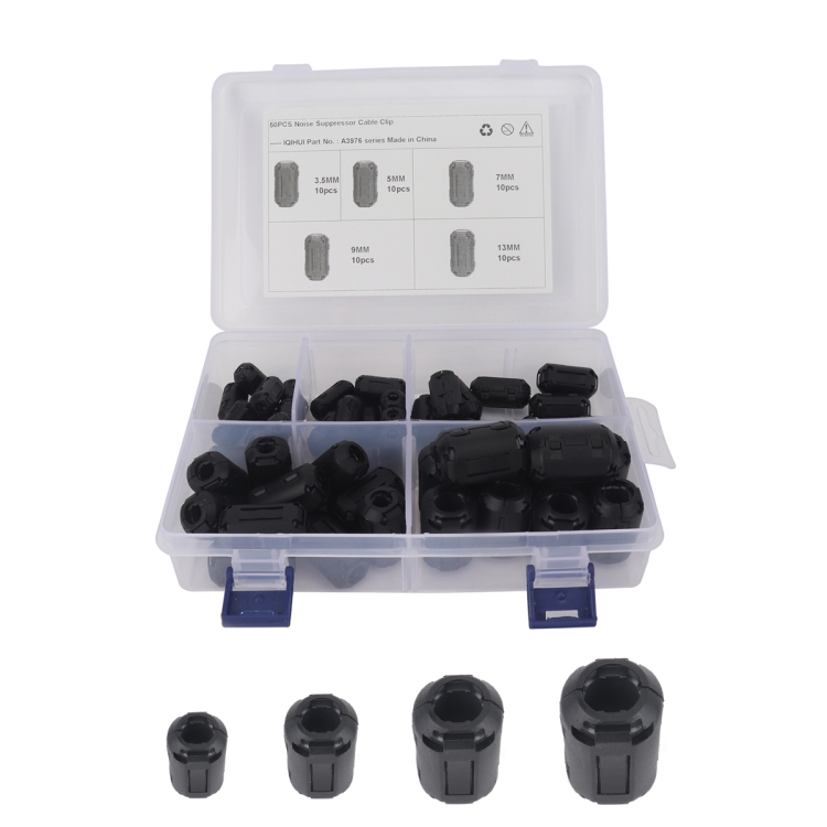 

50 PCS / Pack 3.5mm/5mm/7mm/9mm/13mm Anti-interference Degaussing Ring Ferrite Ring Cable Clip Core Noise Suppressor Filter