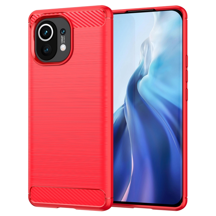 

For Xiaomi Mi 11 Brushed Texture Carbon Fiber TPU Case(Red)