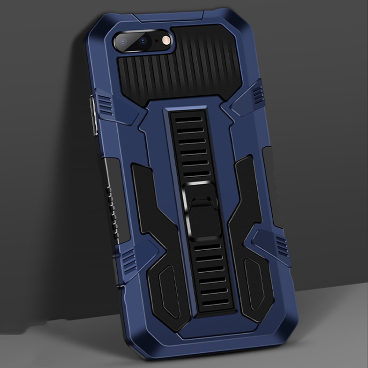 

For iPhone 8 Plus / 7 Plus Vanguard Warrior All Inclusive Double-color Shockproof TPU + PC Protective Case with Holder(Blue)
